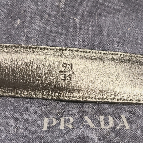 Prada Black Leather Belt with Silver Buckle - Picture 5 of 7